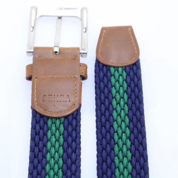 メッシュベルト・ネイビー×グリーン・着け心地抜群なゴム素材伸縮タイプ・フリーサイズ