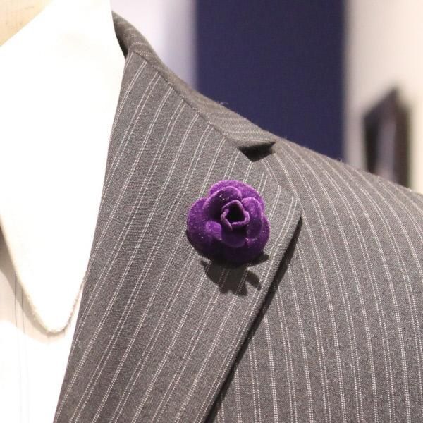 薔薇・パープル・フェルトのラペルピン・ブローチ