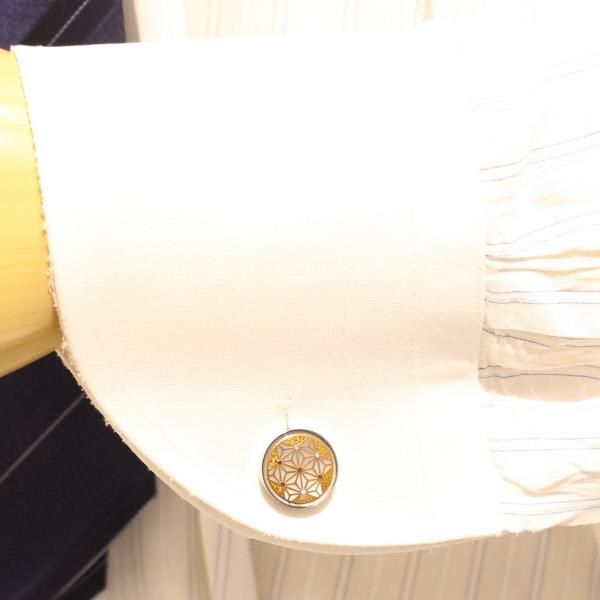 金色に輝く麻葉の蒔絵カフス(カフリンクス/カフスボタン)