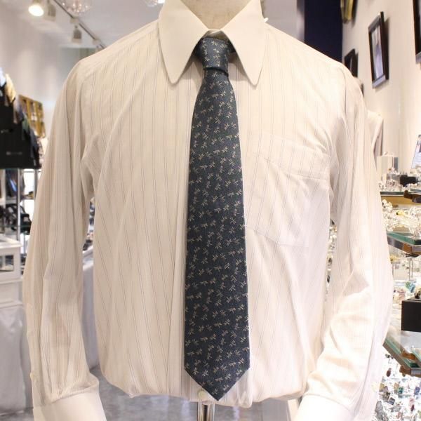 【富士桜工房】納戸・蜻蛉とんぼ・日本製シルクジャカードの和風ネクタイ