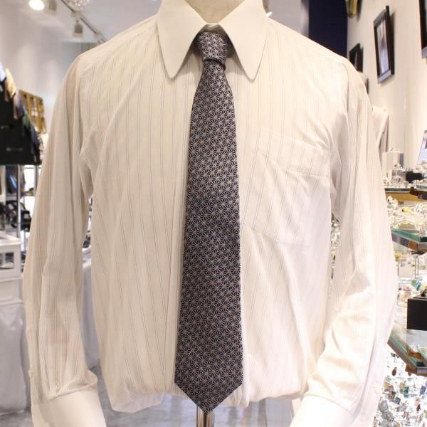 【富士桜工房】麻の葉・伝統紋柄・日本製シルクジャカードの和風ネクタイ