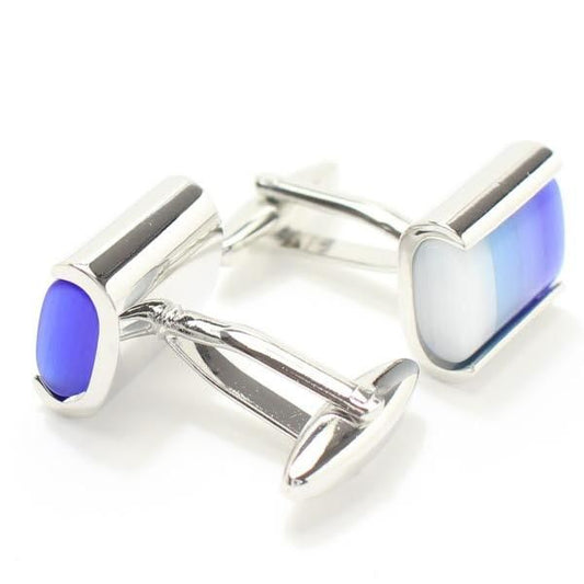 4色ブルーのグラデーション・キャッツアイのカフス(カフリンクス/カフスボタン)