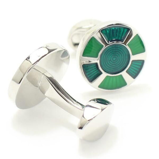 2色のグリーン緑・ラウンドのカフス(カフリンクス/カフスボタン)