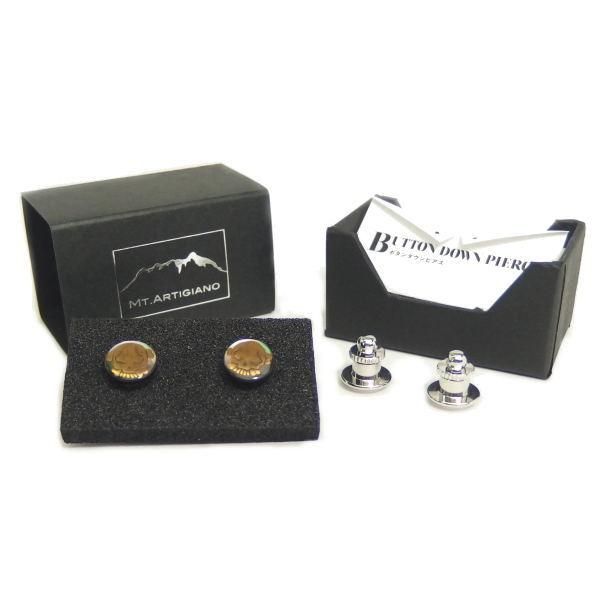 【受注生産品】【Mt. ARTIGIANO】波・黒蝶貝のボタンダウンピアス