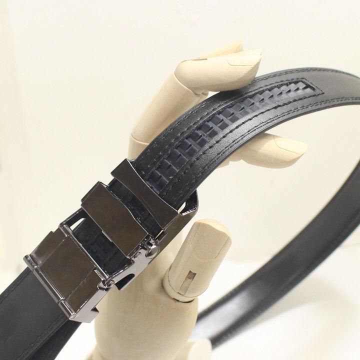 無段階調整 ベルト ビジネス メンズ 快適 オートロック オートバックル 牛革 穴なし 30mm