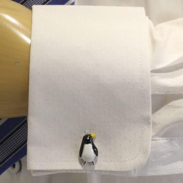 シルバーくちばしが かわいい ペンギン カフス カフリンクス カフスボタン