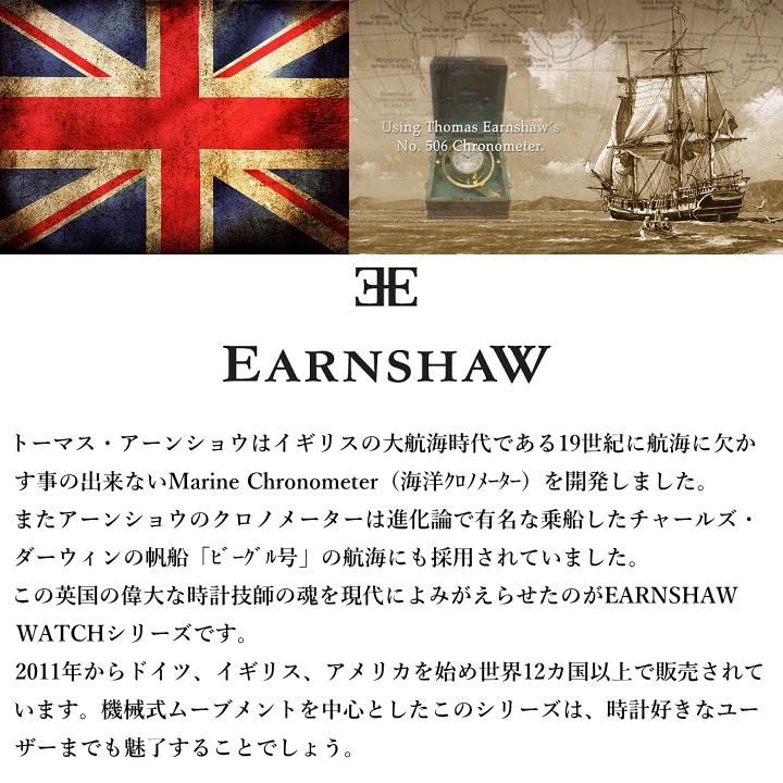 ブラック&シルバー 時計 EARNSHAW ムーブメント 時計パーツ ラウンド カフス カフリンクス カフスボタン ES-001-C1
