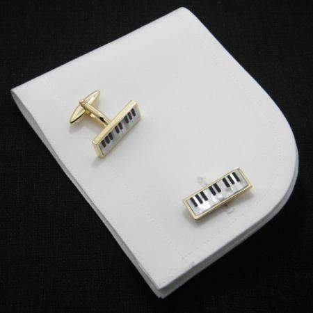 パール&オニキスのピアノのカフス(カフリンクス/カフスボタン)