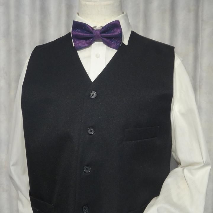 蝶ネクタイ ワンタッチ パープル ネイビー ペイズリー柄③ ボウタイ