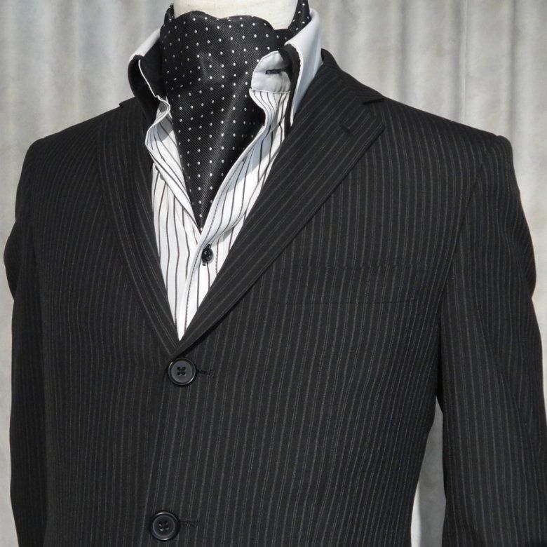 アスコットタイ メンズ用 黒色×白色 ブラック ホワイト モノトーン 水玉 ドット