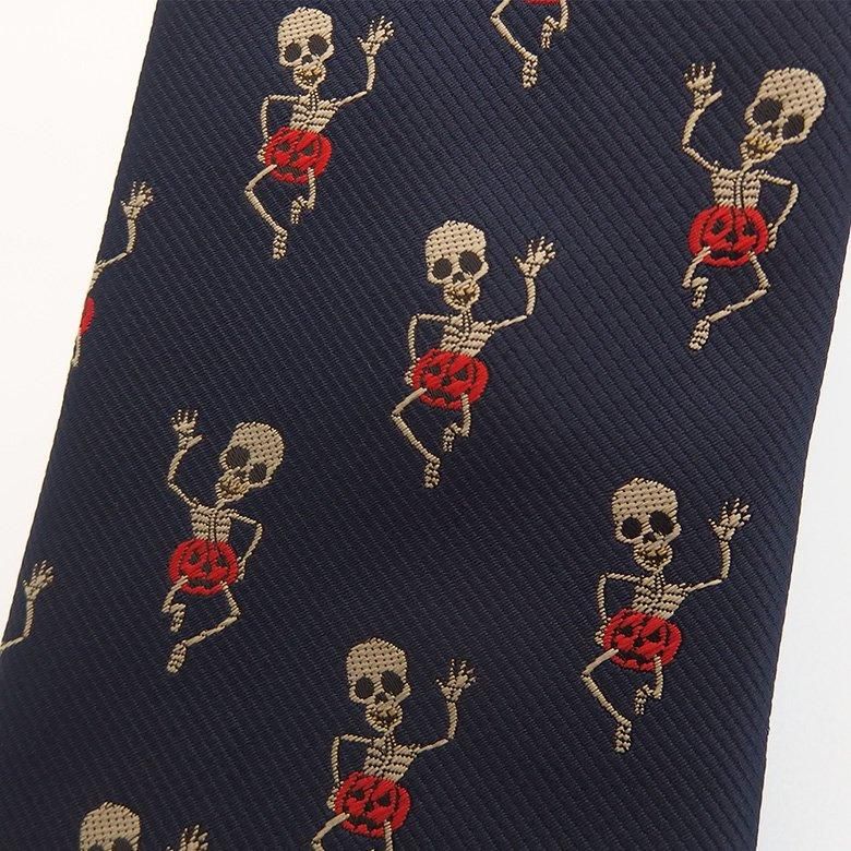 ハロウィン カボチャのパンツを穿いたガイコツ 死神 ドクロ スカル ガイコツ 骸骨 髑髏 ユニーク ネクタイ