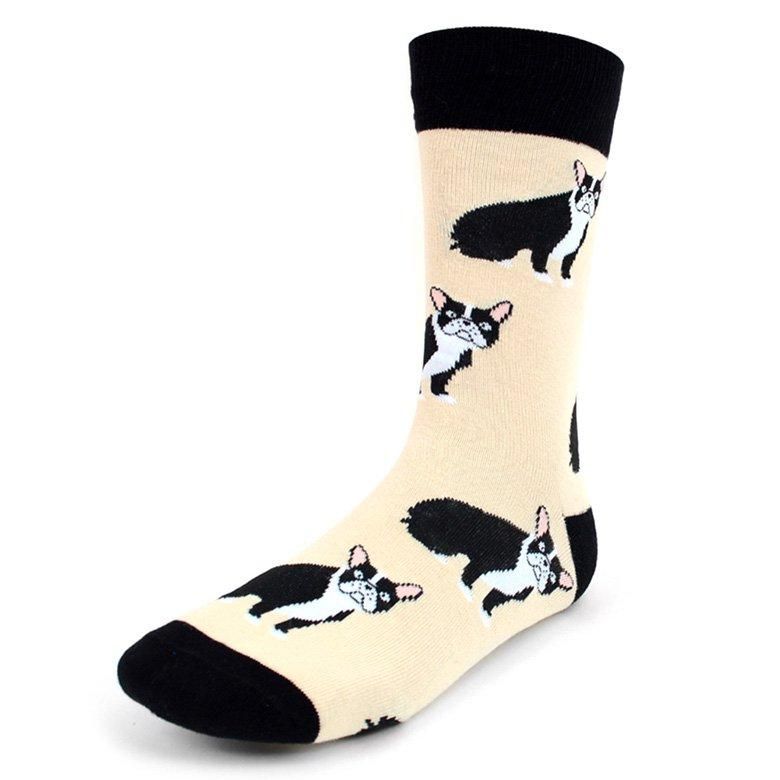 フレンチブル ブルドッグ ベージュ 犬 フレンチ ユニーク 面白 おもしろ コミック 靴下 メンズ ソックス メンズソックス