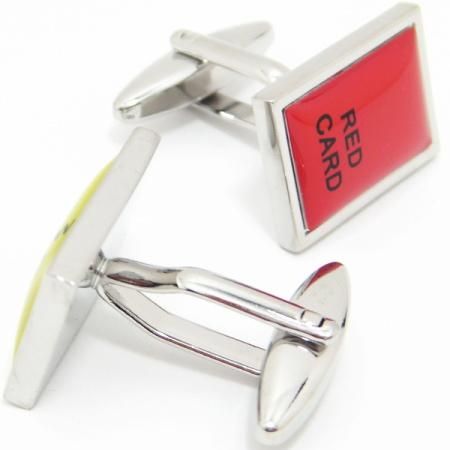 要注意レッド×イエローカードのカフス(カフリンクス/カフスボタン)