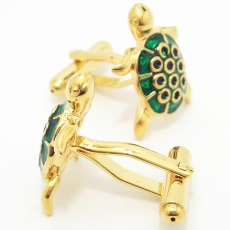 金緑亀のカフス(カフリンクス/カフスボタン)