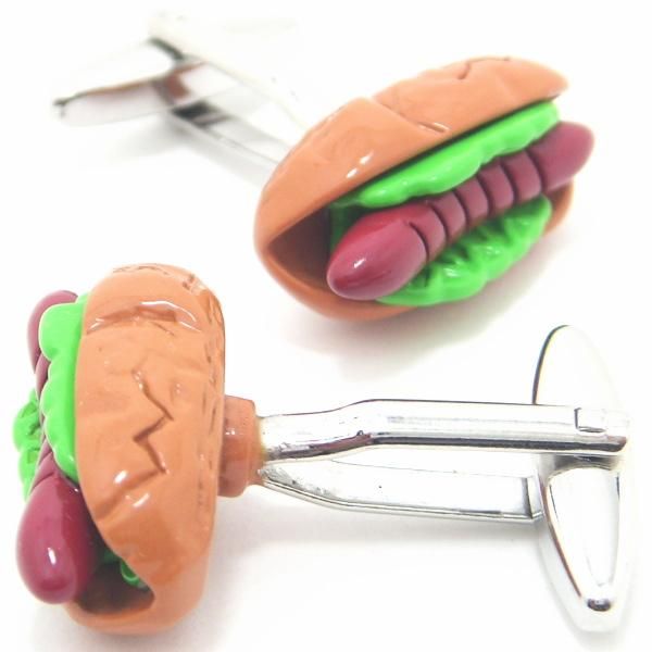 思わずお腹がGoo!ホットドックのカフス(カフリンクス/カフスボタン)