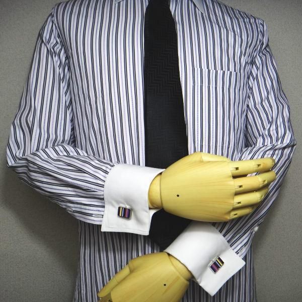 ピンク・マルチボーダー・ストライプのカフス(カフリンクス/カフスボタン)