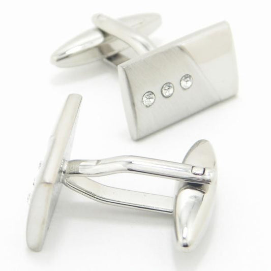 3粒クリスタルのきらめきカフス(カフリンクス/カフスボタン)