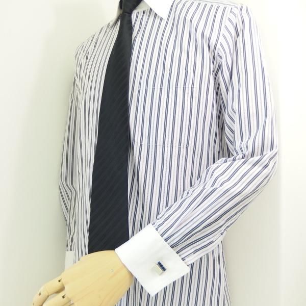 シャインシルバー×ネイビーキャッツアイのカフス(カフリンクス/カフスボタン)