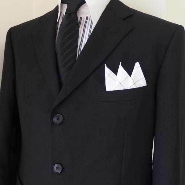 高級オーダーシャツ生地ポケットチーフ・ベージュ×カーキ・オーバーチェック柄ポケットスクウェア