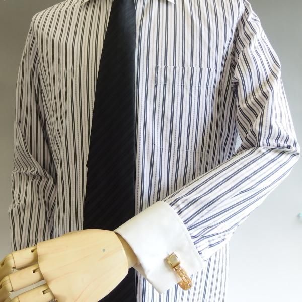 メッシュベルト×クリアストーン・ゴールドのカフスチャーム(カフスチェーン)