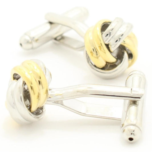 2トーン・ノット・結び目デザインのカフス(カフリンクス/カフスボタン)