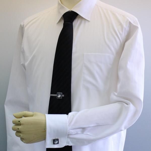 取寄品【陶華・TOHCA】シルバー・スクウェア帆船カメオ・グレーのカフスセット(タイピンセット)