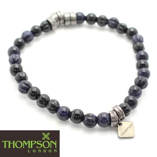 【Thompson London】ガンメタル・オニキス・ブルーゴールドストーンの天然石ブレスレット(ブレスレット)