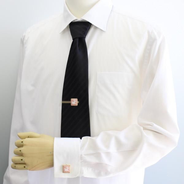 取寄品【陶華・TOHCA】ゴールド・スクウェア・鳳凰カメオ・ピンクのタイピン(ネクタイピン)
