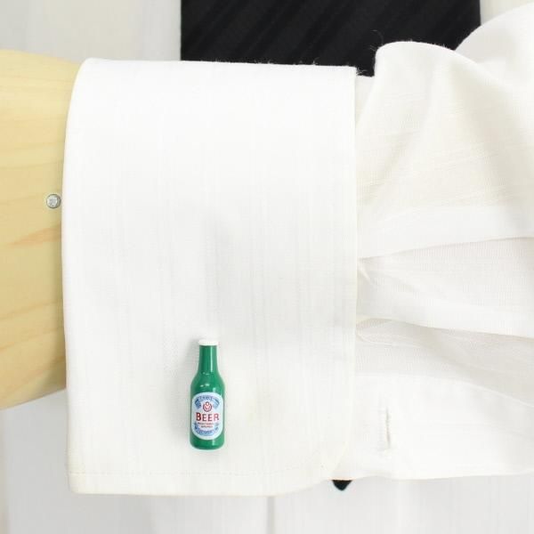 飲みたくなっちゃう瓶ビールのカフス(カフリンクス/カフスボタン)