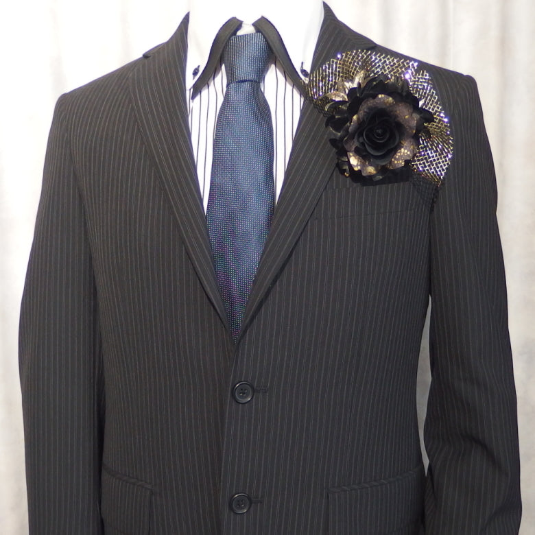 Available in 4 Colors Men's Corsage Gold Lame Gorgeous Flower Corsage for Men