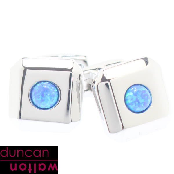 【Duncan Walton】OPAL・スクエア・ブルーオパールのカフス(カフリンクス/カフスボタン)