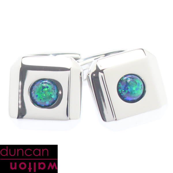 【Duncan Walton】OPAL・スクエア・グリーンオパールのカフス(カフリンクス/カフスボタン)