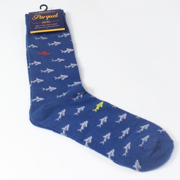 靴下 鮫 サメ いっぱい ブルー系 メンズソックス