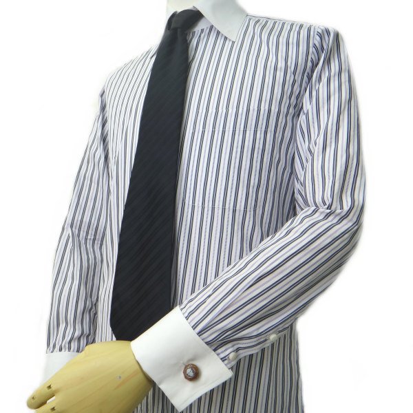 【カメオイタリアーノ】オレンジエナメルの中心にスカルのシェルカメオが異彩を放つカフス(カフリンクス)