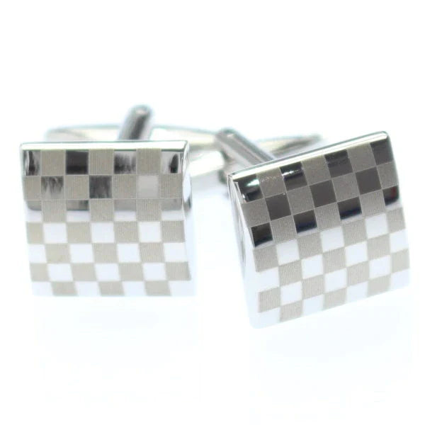 カフス シルバー スモールチェック cuffs カフリンクス カフスボタンカフス