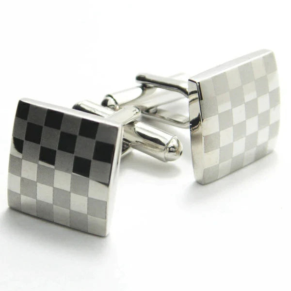 カフス シルバー スモールチェック cuffs カフリンクス カフスボタンカフス