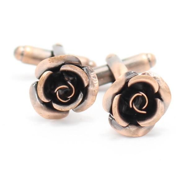 アンティーク風・燻し金・薔薇のカフス(カフリンクス/カフスボタン)
