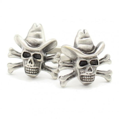 マットシルバー×スカル・ドクロ・海賊のカフス(カフリンクス/カフスボタン)