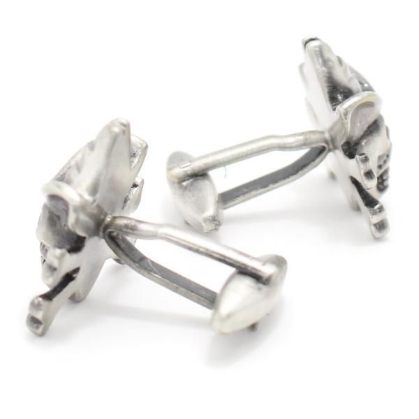 マットシルバー×スカル・ドクロ・海賊のカフス(カフリンクス/カフスボタン)