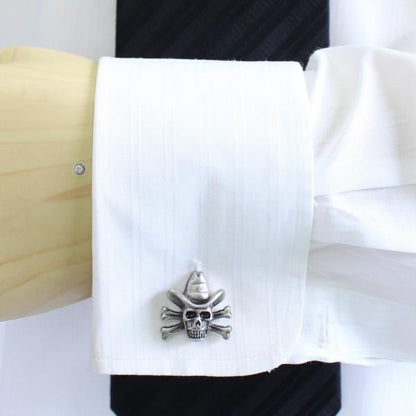 マットシルバー×スカル・ドクロ・海賊のカフス(カフリンクス/カフスボタン)