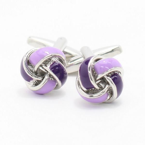 ツートーン・パープルノットの結び目カフス(カフリンクス/カフスボタン)