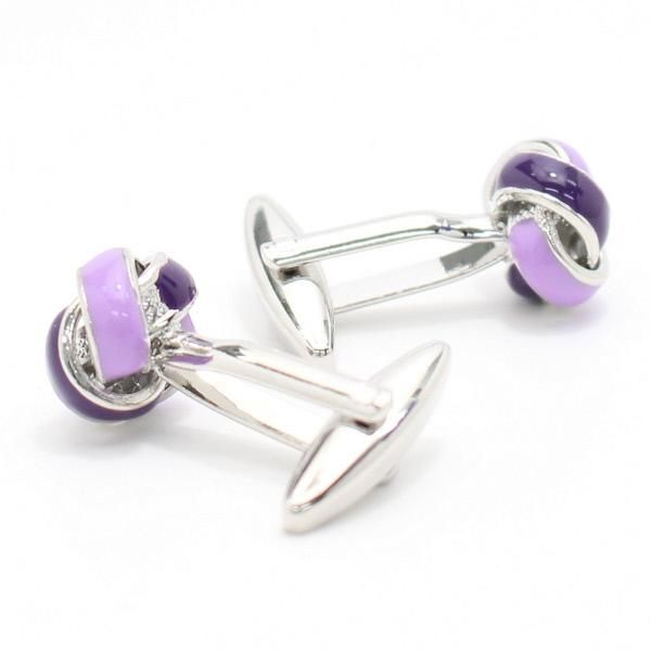 ツートーン・パープルノットの結び目カフス(カフリンクス/カフスボタン)