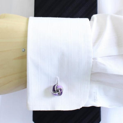 ツートーン・パープルノットの結び目カフス(カフリンクス/カフスボタン)