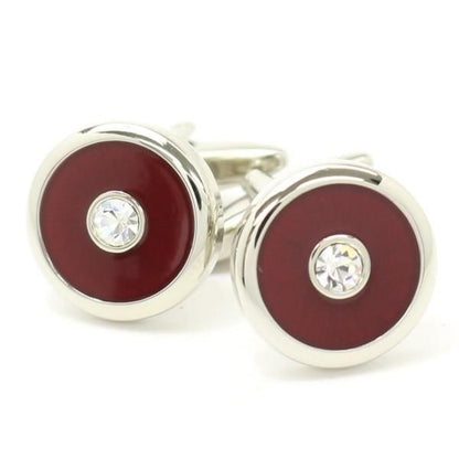 バーガンディと一粒ストーンのダンディなカフス(カフリンクス/カフスボタン)