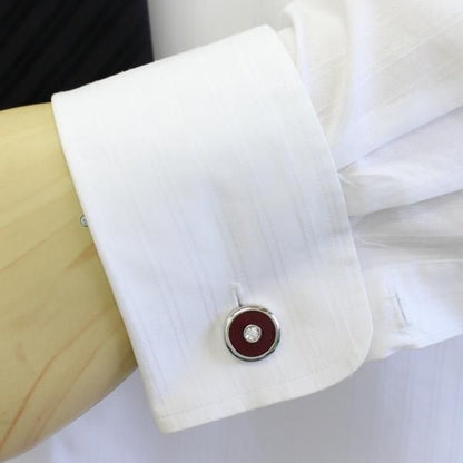 バーガンディと一粒ストーンのダンディなカフス(カフリンクス/カフスボタン)