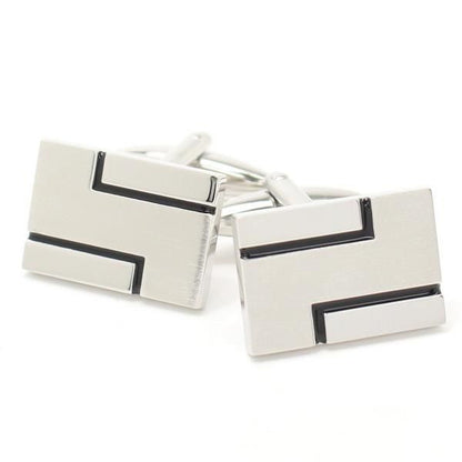 シルバー×ブラックラインのスタイリッシュなカフス(カフリンクス/カフスボタン)