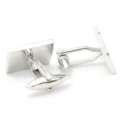 シルバー×ブラックラインのスタイリッシュなカフス(カフリンクス/カフスボタン)