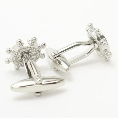 マリンテイスト・キラっと舵モチーフのカフス(カフリンクス/カフスボタン)