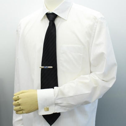 機能付き・気泡がユラユラ水平器のタイピン・ゴールド×ブルー(ネクタイピン/タイバー/タイ留め)