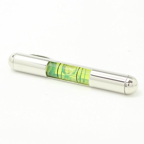 全3色機能付き・気泡がユラユラ水平器のカフス・タイピンセット(シルバー×イエロー)